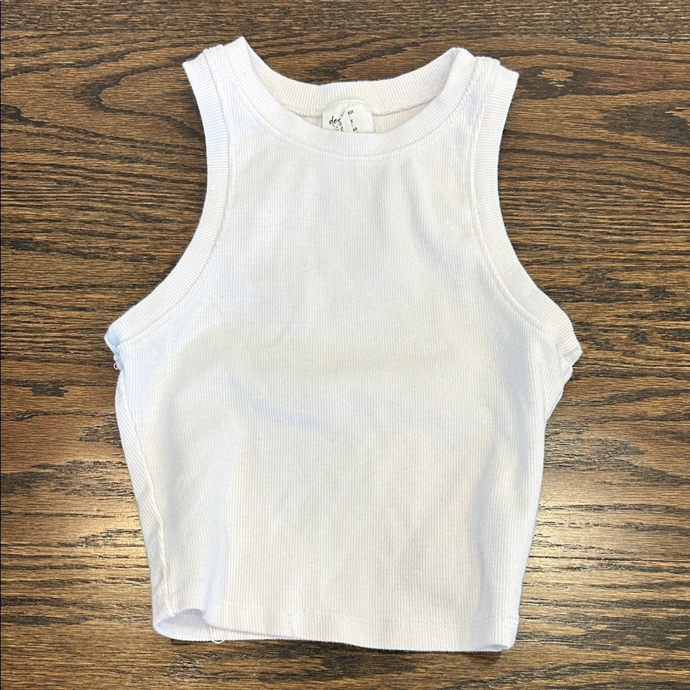 White Ribbed Tank Top